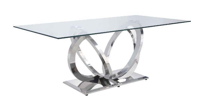 Finley - Dining Table - Clear Glass & Mirrored Silver Finish - Grand Furniture GA