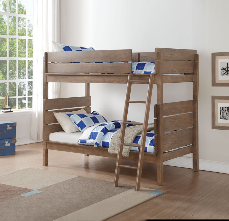 Ranta - Twin Over Twin Bunk Bed - Antique Oak - Grand Furniture GA