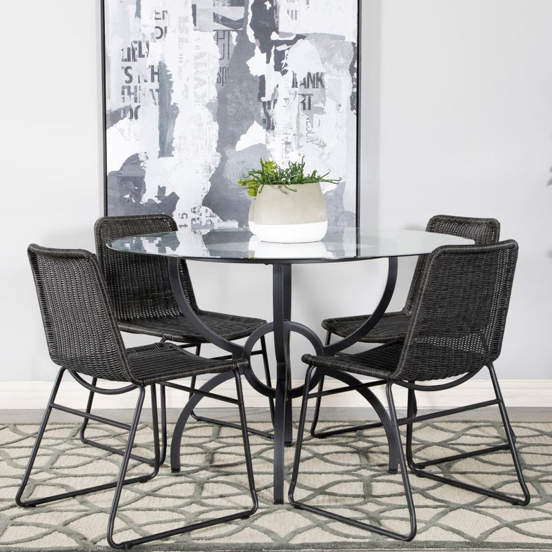 Aviano - Round 5 Piece Dining Set - Gunmetal And Brown