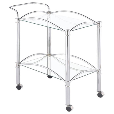 Shadix - 2-Tier Serving Cart With Glass Top - Chrome and Clear.