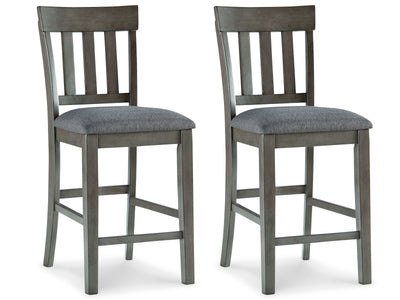 Hallanden - Black / Gray - Upholstered Barstool (Set of 2).