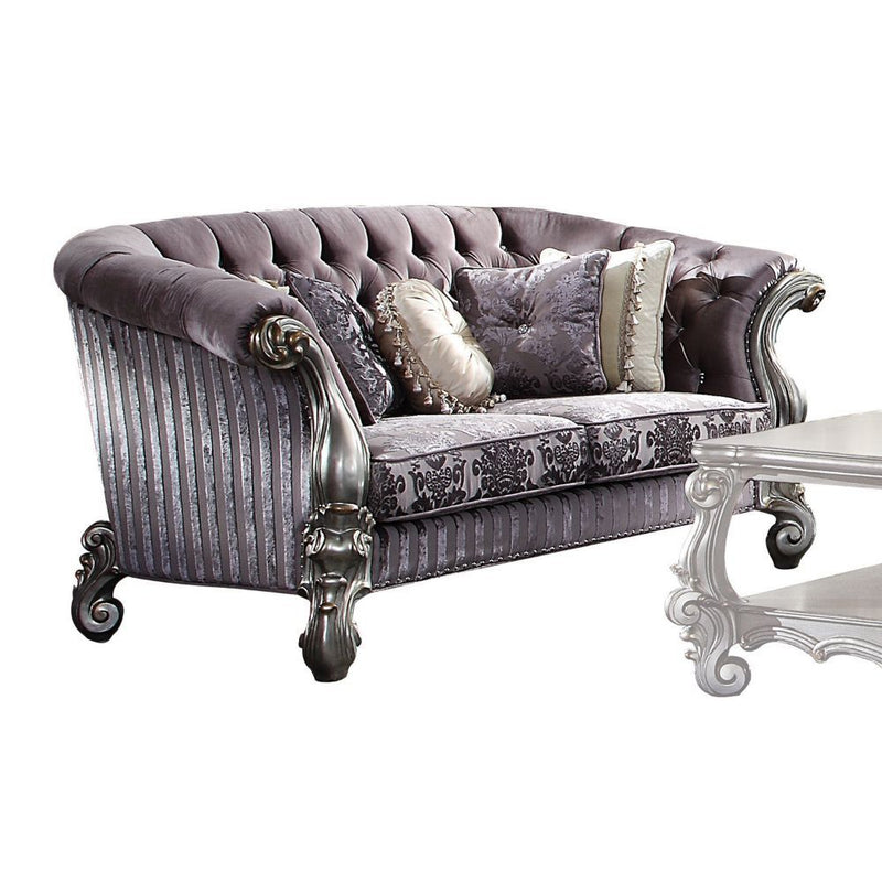 Versailles - Loveseat - Velvet & Antique Platinum - 39" - Grand Furniture GA