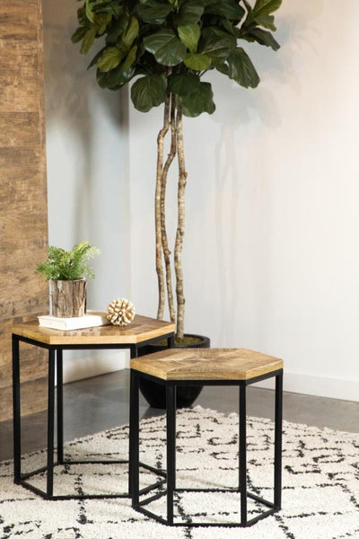 Adger - 2-Piece Hexagon Nesting Tables - Natural and Black.