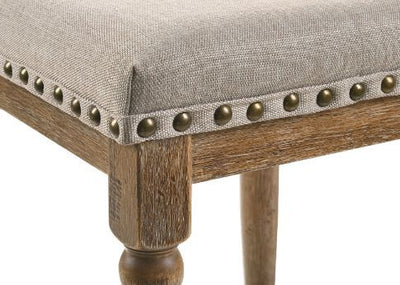 Farsiris - Stool (Set of 2) - Beige Fabric & Weathered Oak Finish - Grand Furniture GA