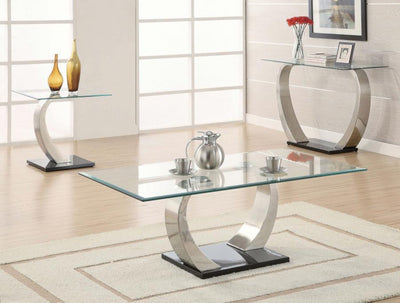 Pruitt - Glass Top Coffee Table - Clear and Satin.