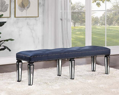 Varian II - Bench - Black Velvet & Black & Sliver Finish - Grand Furniture GA