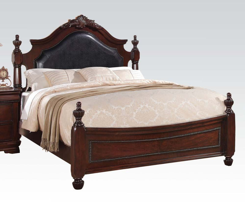 Gwyneth - California King Bed - Black PU & Cherry - Grand Furniture GA