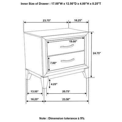 Watson - 2-Drawer Nightstand - Grey Oak and Black.