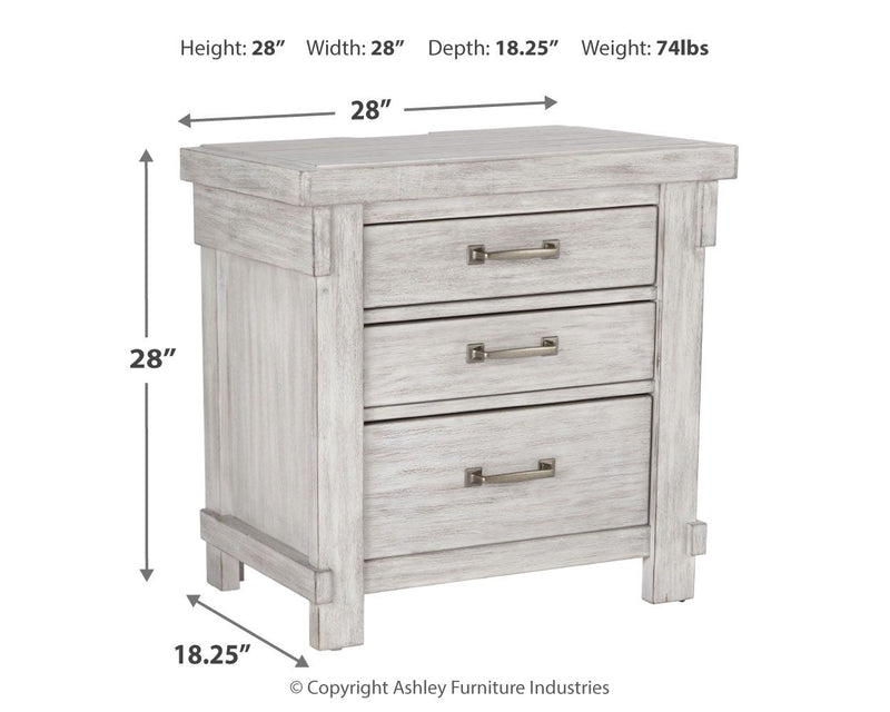 Brashland - White - Three Drawer Night Stand.