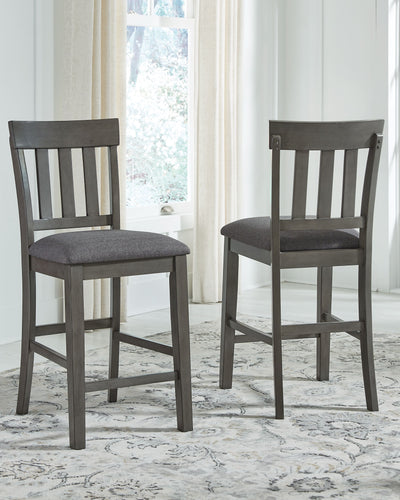 Hallanden - Black / Gray - Upholstered Barstool (Set of 2).