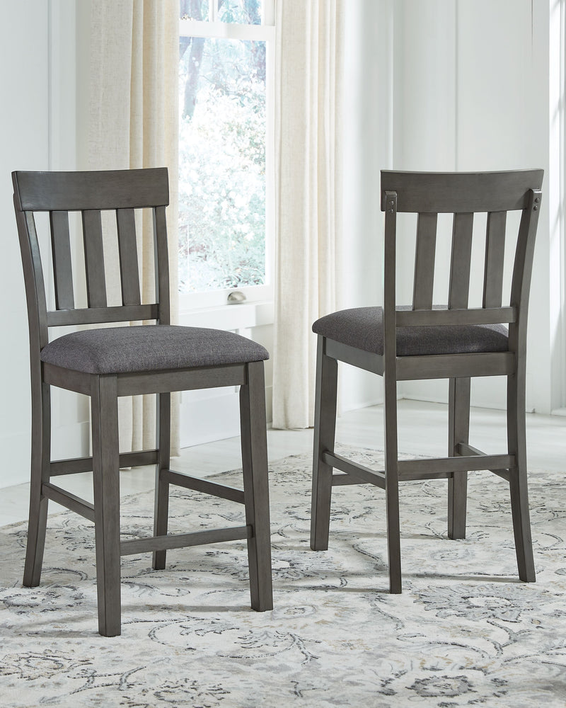 Hallanden - Black / Gray - Upholstered Barstool (Set of 2).