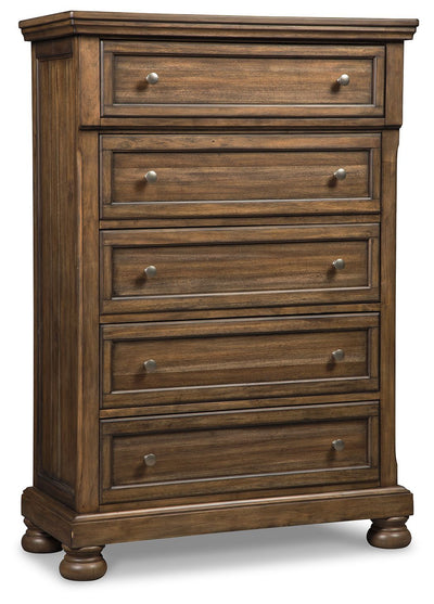 Flynnter - Medium Brown - Five Drawer Chest.