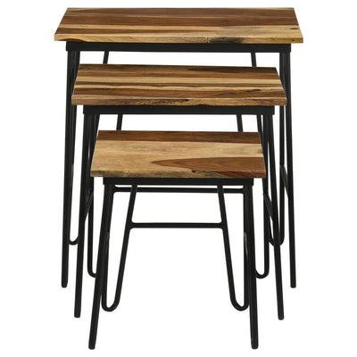 Nayeli - 3 Piece Nesting Table With Hairpin Legs - Natural And Black