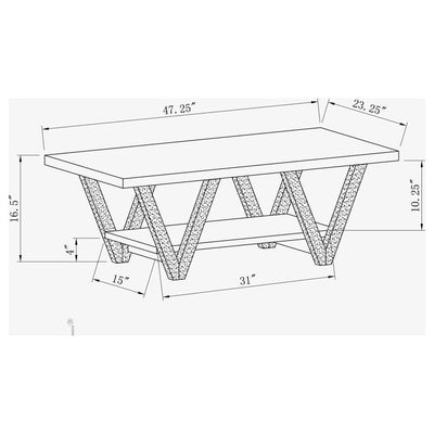 Stevens - V-Shaped Coffee Table - Black and Antique Grey.