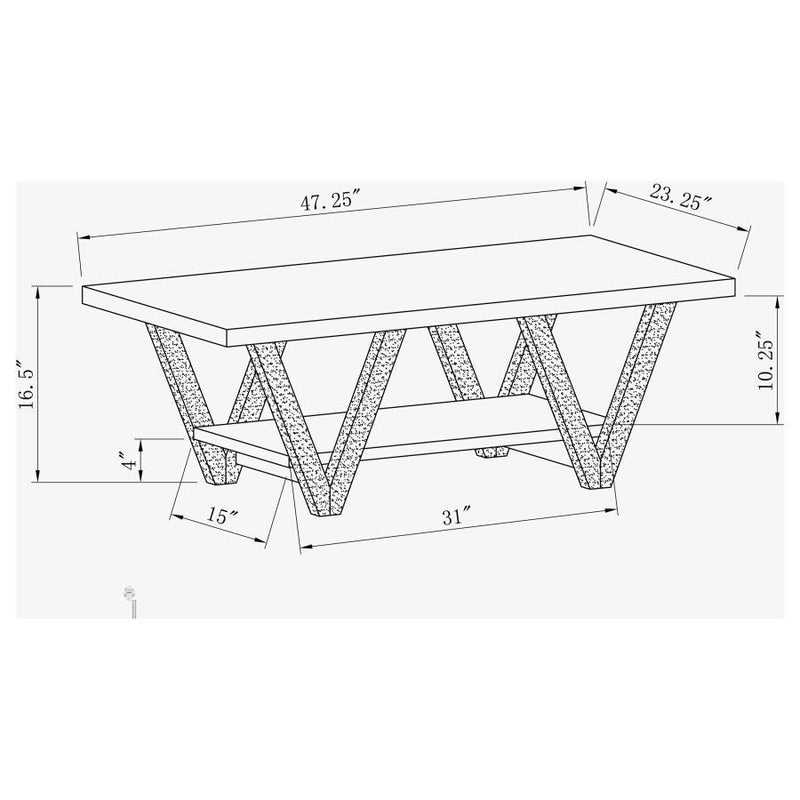 Stevens - V-Shaped Coffee Table - Black and Antique Grey.