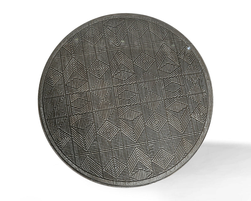 Crossings Serengeti - Round Cocktail Table with Glass Top - Sandblasted Fossil Grey