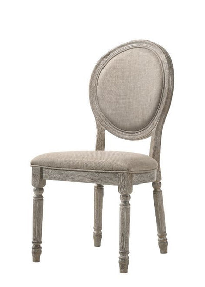 Faustine - Side Chair (Set of 2) - Tan Fabric & Salvaged Light Oak Finish - Grand Furniture GA