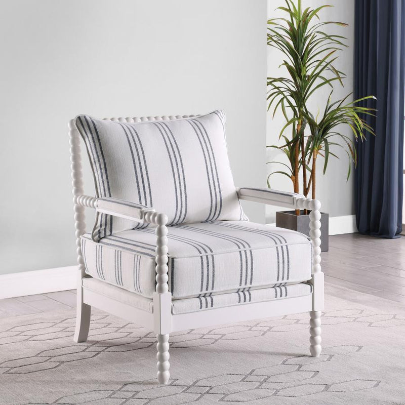 Blanchett - Upholstered Accent Chair With Spindle Accent - White And Navy - Grand Furniture GA