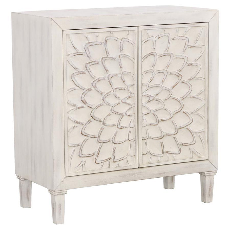 Clarkia - Accent Cabinet With Floral Carved Door - White - Grand Furniture GA