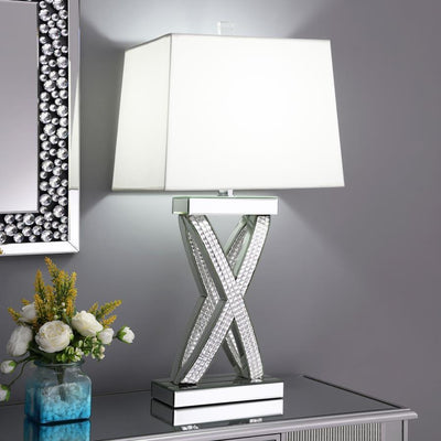 Dominick - Table Lamp With Rectange Shade - White and Mirror.