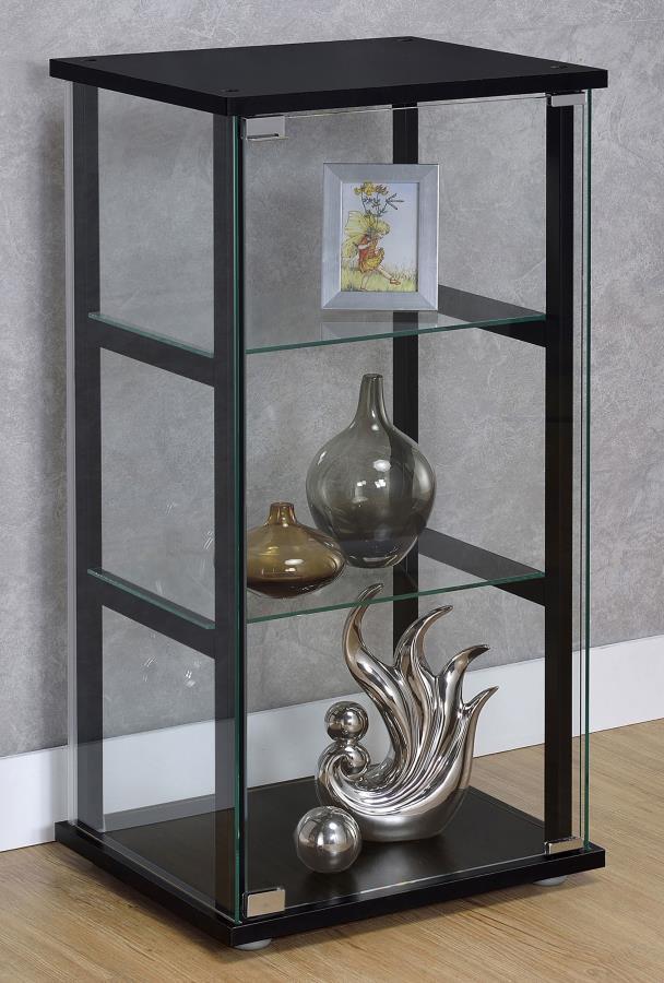 Cyclamen - 3-Shelf Glass Curio Cabinet - Black and Clear.