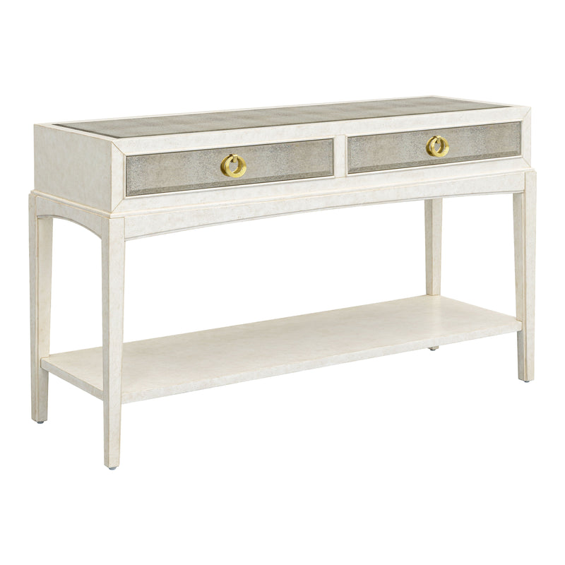 Bronze Mirror Glam Console Table - White