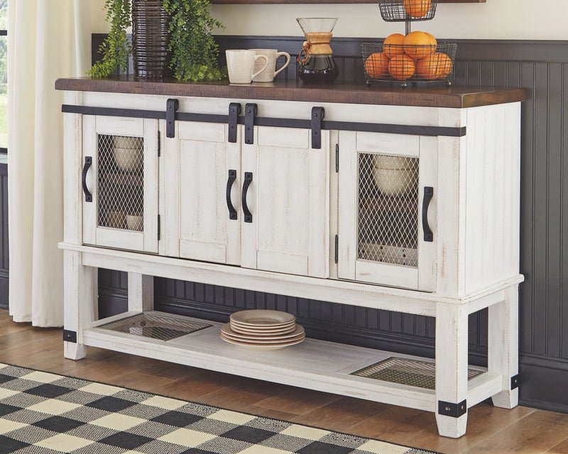 Valebeck - White / Brown - Dining Room Server.