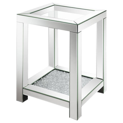 Valentina - Square End Table With Glass Top Mirror.