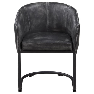 Banner - Upholstered Dining Chair - Anthracite and Matte Black.