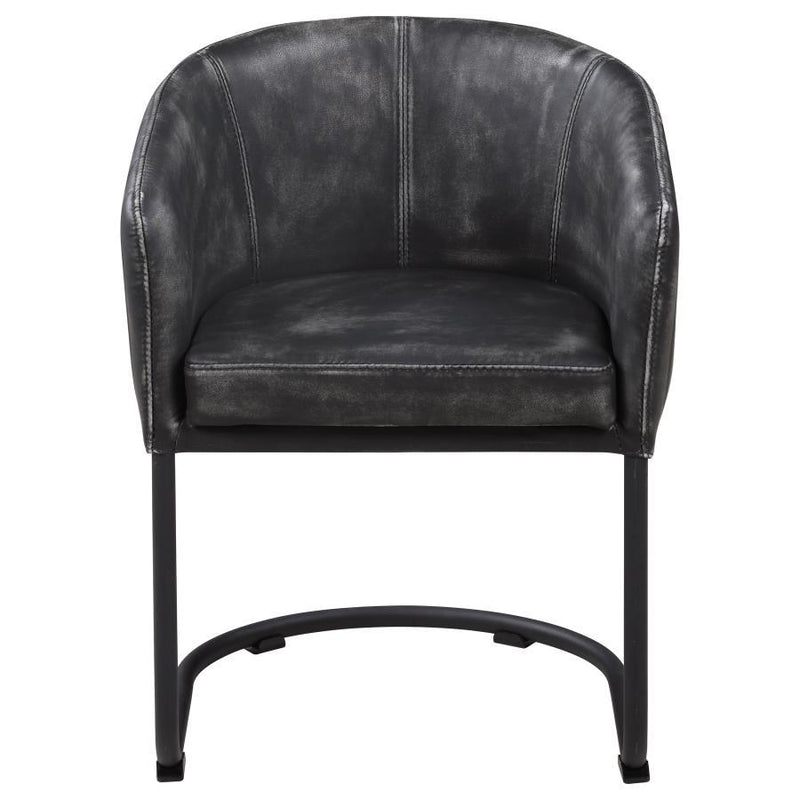 Banner - Upholstered Dining Chair - Anthracite and Matte Black.