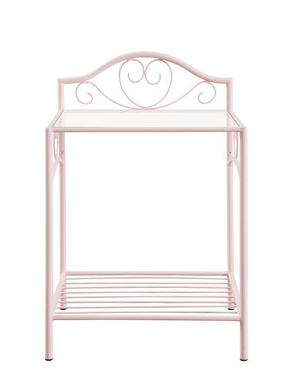 Massi - 1-Shelf Nightstand With Glass Top - Powder Pink