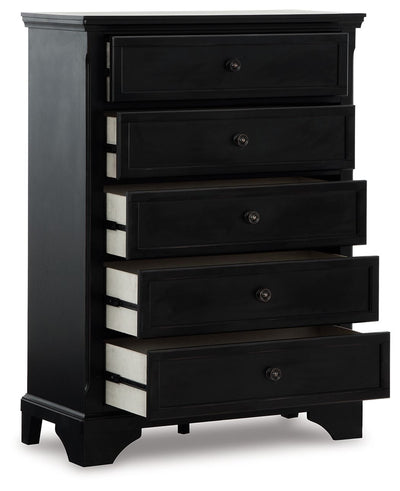 Chylanta - Black - Five Drawer Chest.