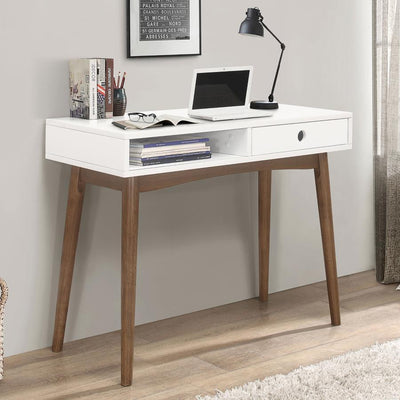 Bradenton - 1-Drawer Writing Desk - White and Walnut.