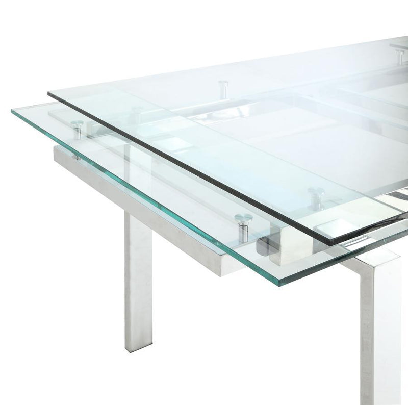 Wexford - Glass Top Dining Table With Extension Leaves - Chrome - Dining Tables - Grand Furniture GA