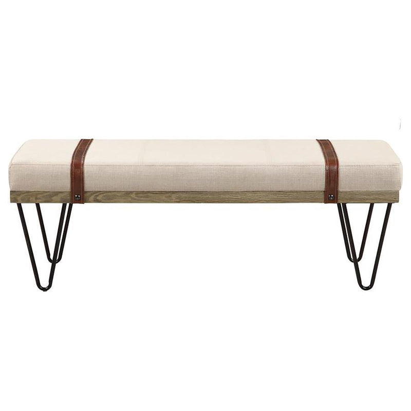 Austin - Upholstered Bench Beige and Black.