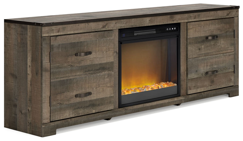 Trinell - Brown - 72" TV Stand With Fireplace Insert Glass/Stone.