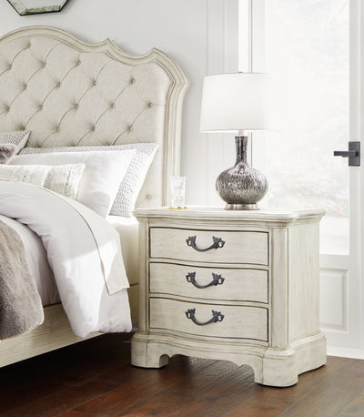 Arlendyne - Antique White - Three Drawer Night Stand.