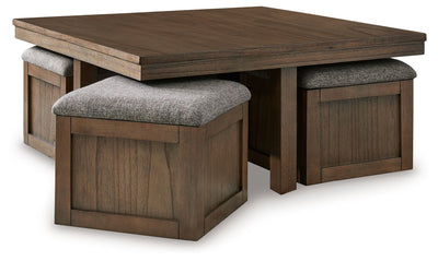 Boardernest - Brown - Cocktail Table With 4 Stools (Set of 5).