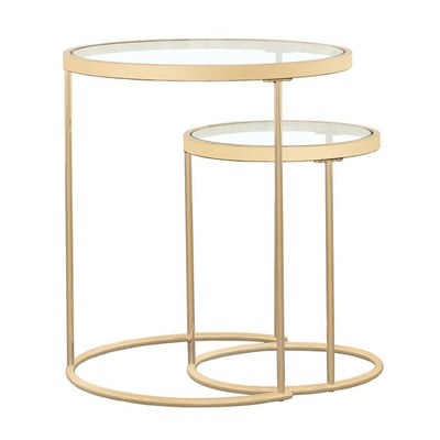 Maylin - 2 Piece Round Glass Top Nesting Tables - Gold