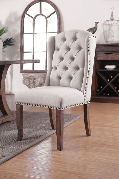 Gianna - Wingback Chair (Set of 2) - Rustic Oak /Ivory - Grand Furniture GA