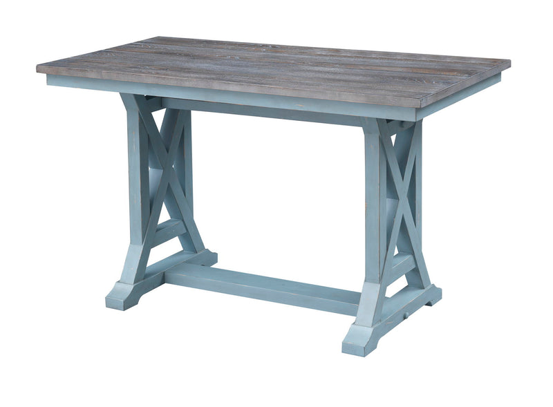 Bar Harbor - Hand Painted Table With Plank Style Top.