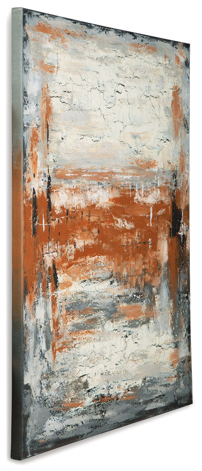 Carmely - Gray / White/orange - Wall Art.