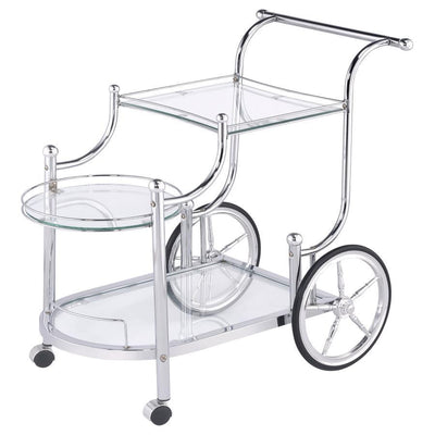 Sarandon - 3-Tier Serving Cart - Chrome and Clear.