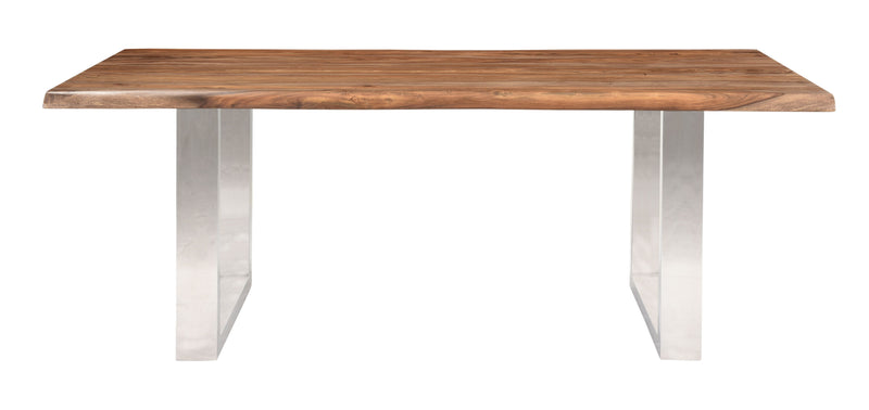 Brownstone 2.0 - Solid Wood Live Edge Topped Table With Chrome Legs.