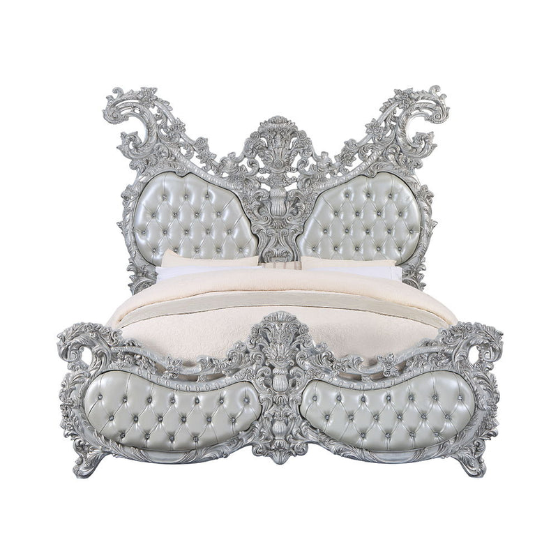 Valkyrie - Eastern King Bed - PU, Light Gold & Gray Finish - Grand Furniture GA