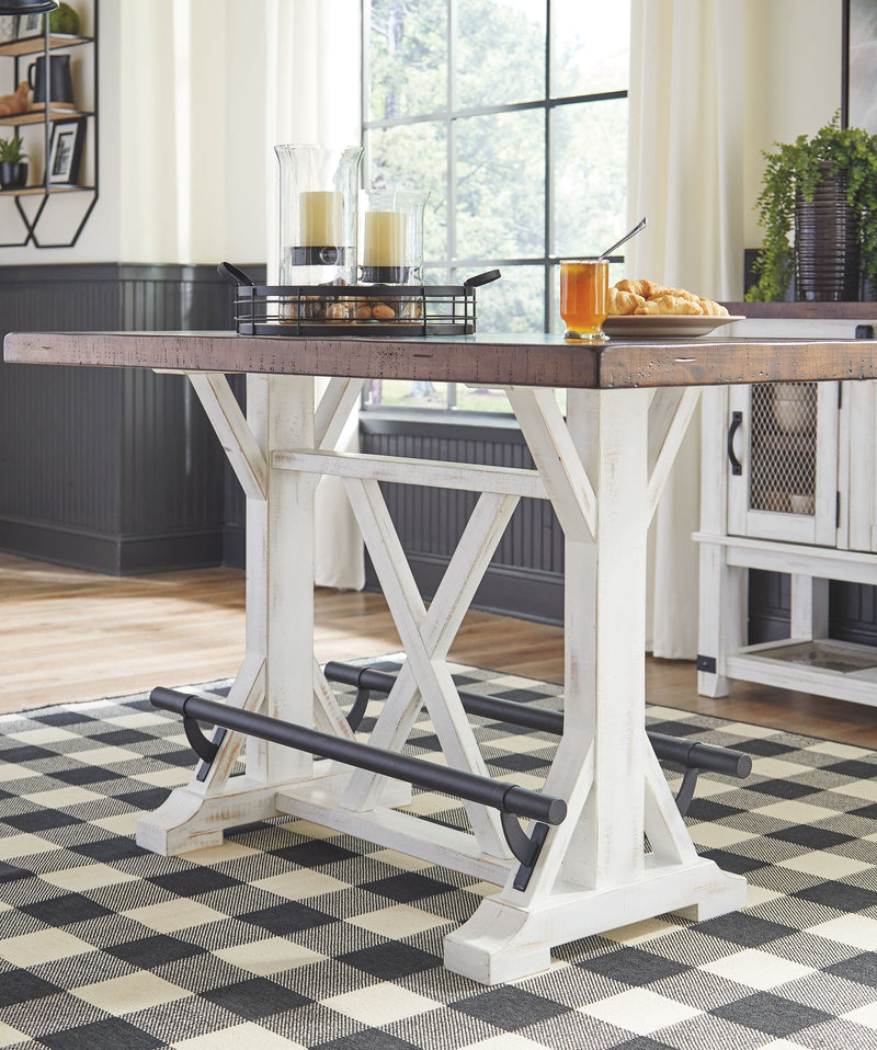 Valebeck - White / Brown - Rect Dining Room Counter Table.