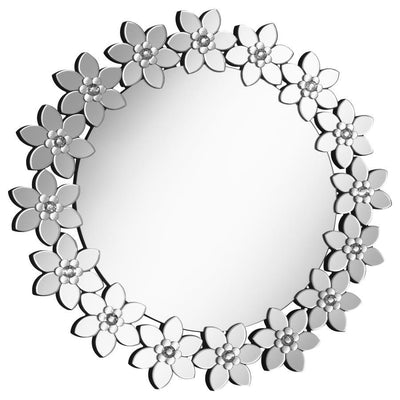 Cordelia - Round Floral Frame Wall Mirror.