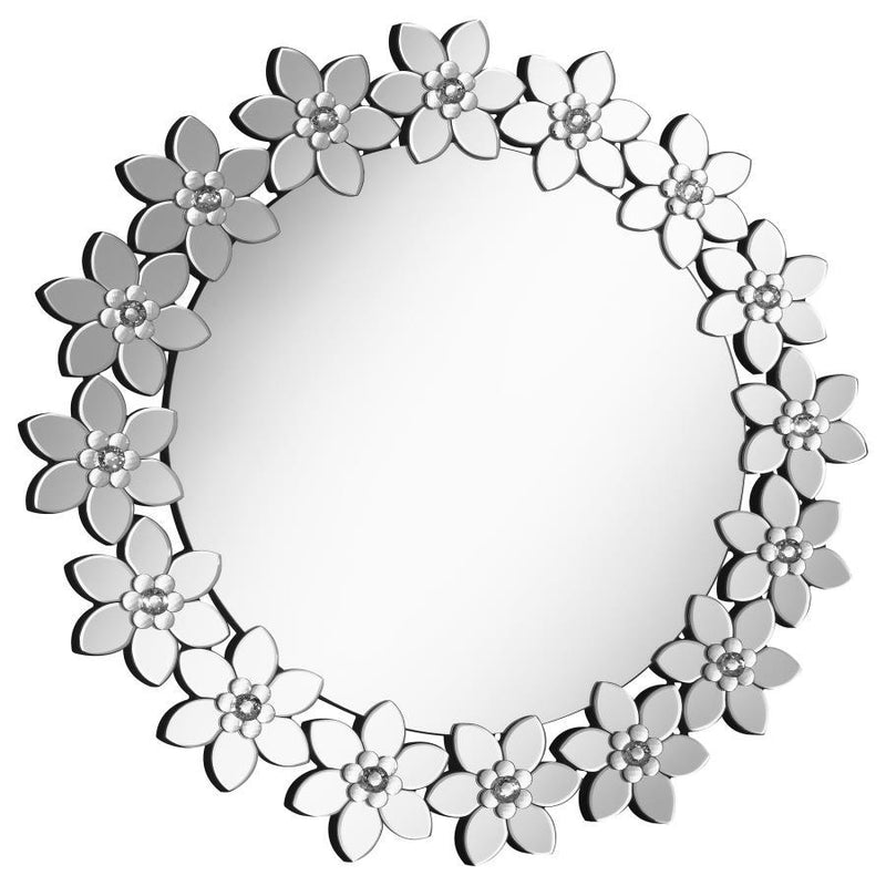 Cordelia - Round Floral Frame Wall Mirror.