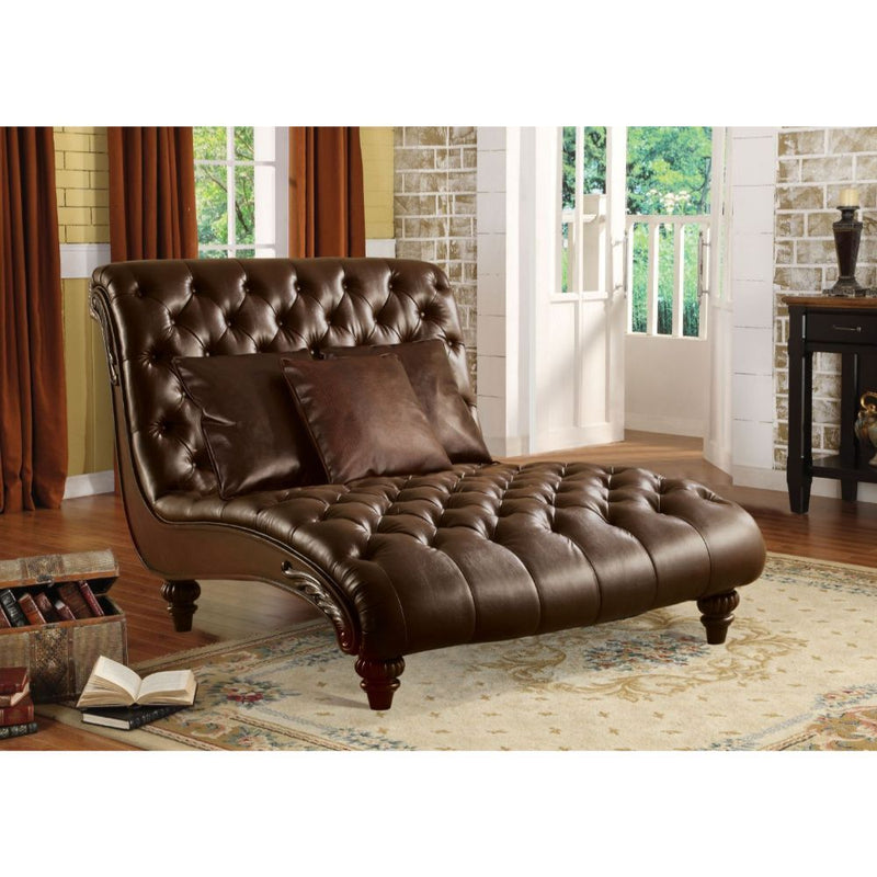 Anondale - Chaise - 2-Tone Brown PU - Grand Furniture GA