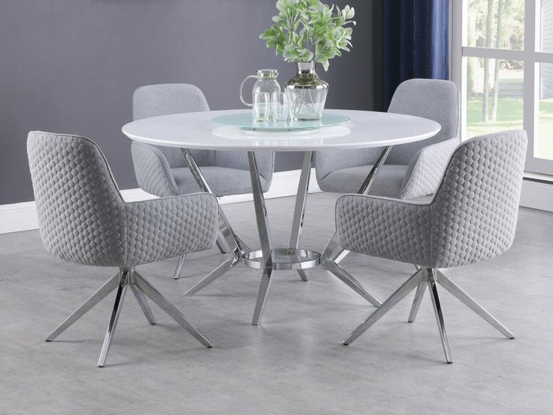 Abby - 5 Piece Dining Set - White And Light Gray - Grand Furniture GA